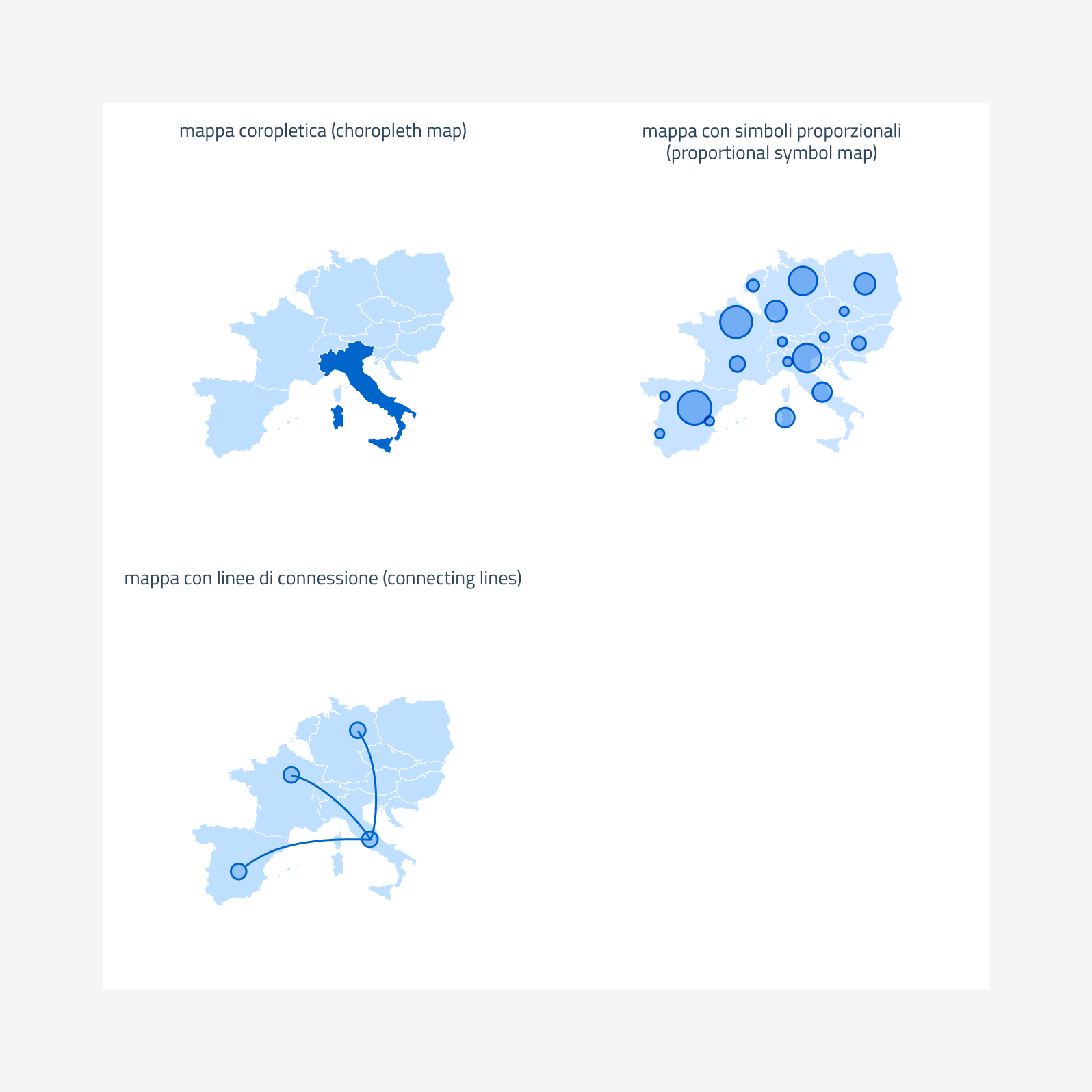 mappe tematiche: coropletica, con simboli proporzionali e con linee di connessione